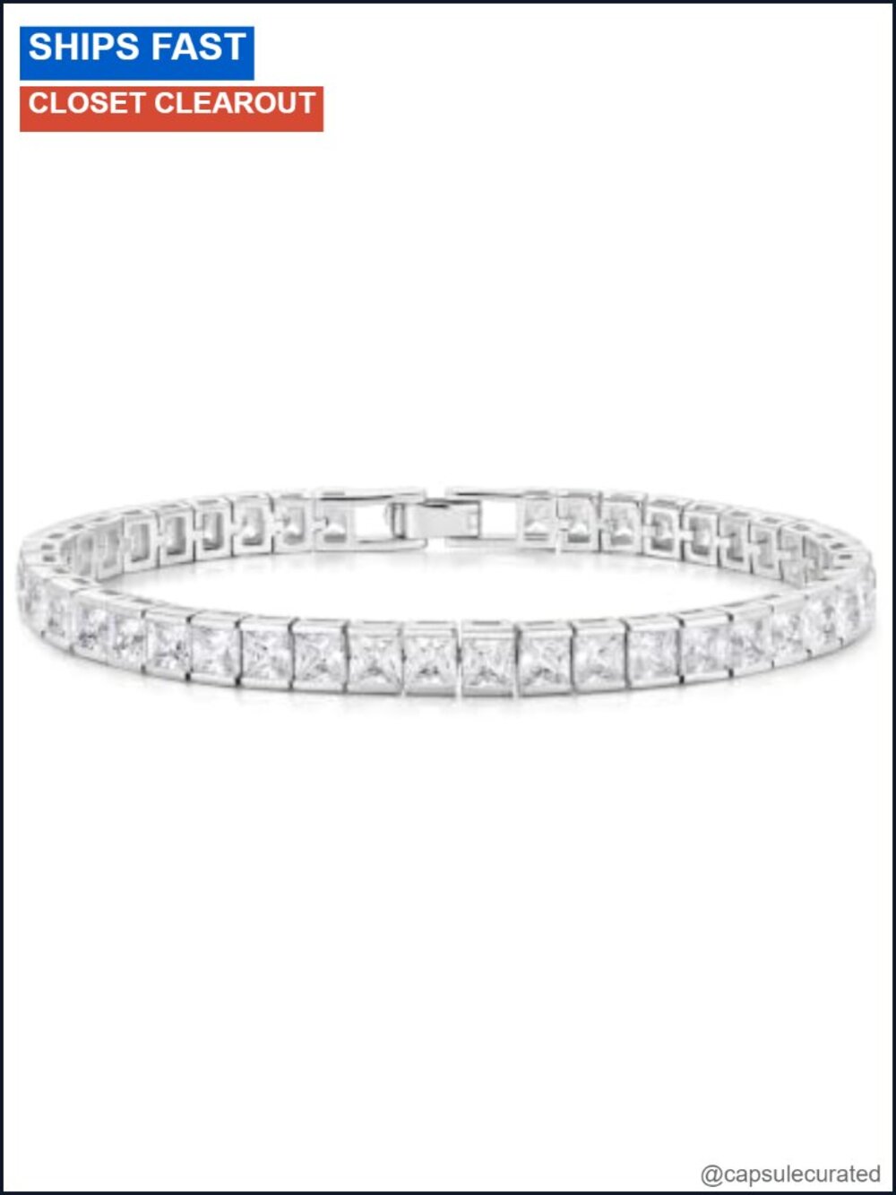 5A Cubic Zirconia Tennis Bracelet Rhodium Plated Brass Gift Box